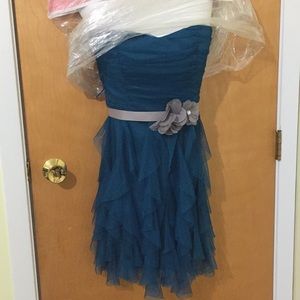 Teal strapless short dress